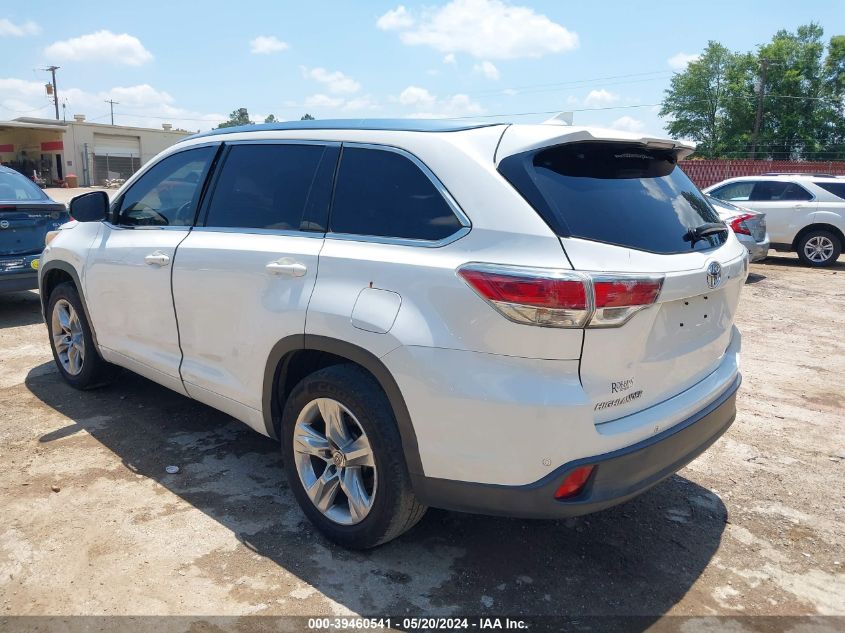 2014 Toyota Highlander Limited V6 VIN: 5TDYKRFH5ES035863 Lot: 39460541