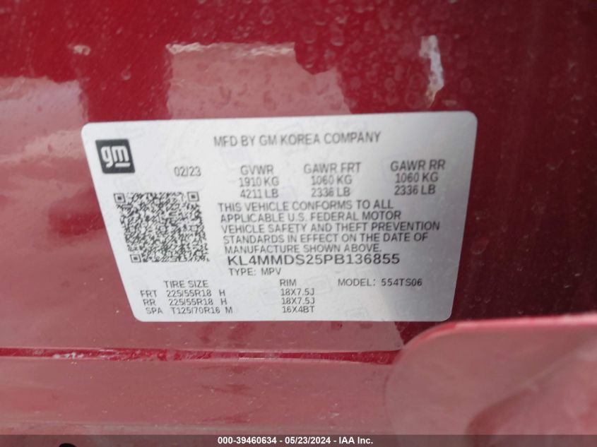 2023 Buick Encore Gx Select Fwd VIN: KL4MMDS25PB136855 Lot: 39460634