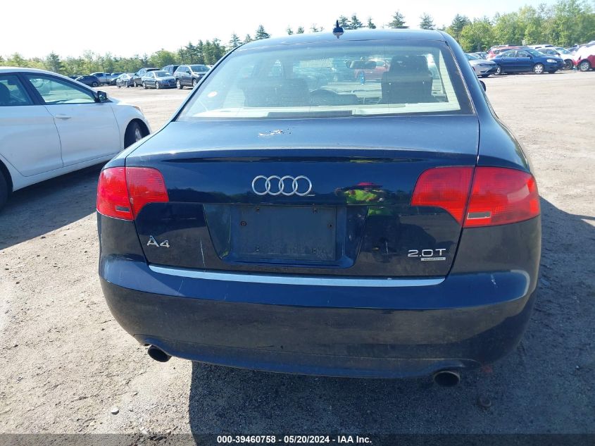 2008 Audi A4 2.0T/2.0T Special Edition VIN: WAUDF78E98A162804 Lot: 39460758