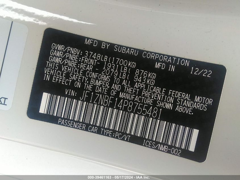 2023 Toyota Gr86 Premium VIN: JF1ZNBF14P8755481 Lot: 39461163