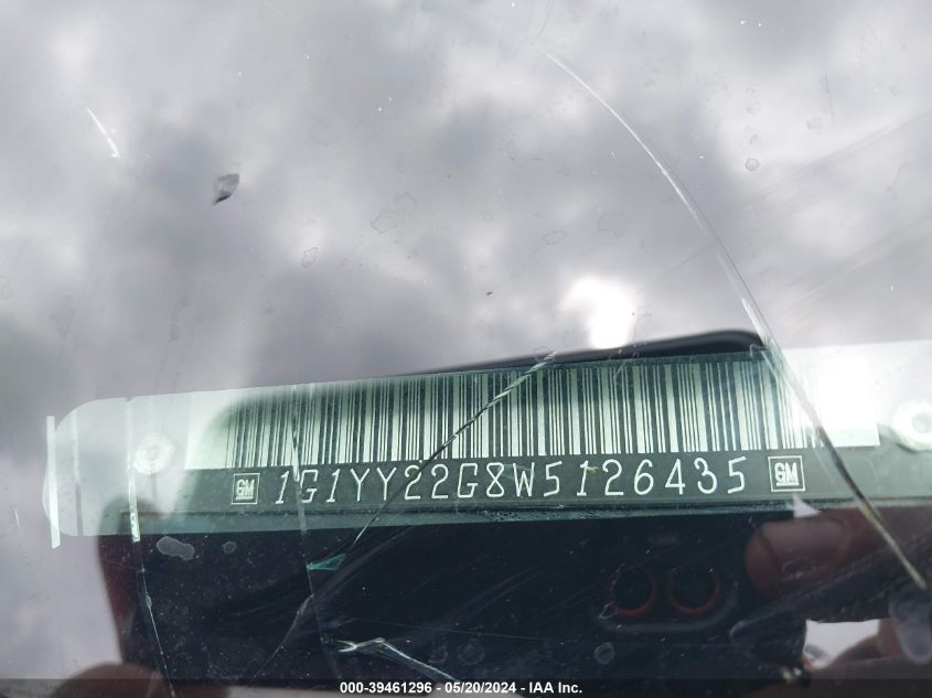 1998 Chevrolet Corvette VIN: 1G1YY22G8W5126435 Lot: 39461296