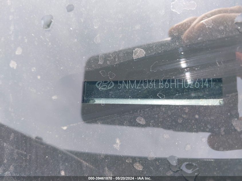 2017 Hyundai Santa Fe Sport 2.4L VIN: 5NMZU3LB6HH026141 Lot: 39461870