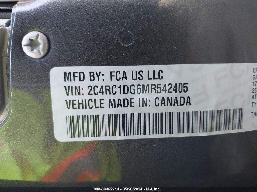 2021 Chrysler Voyager Lxi VIN: 2C4RC1DG6MR542405 Lot: 39462714