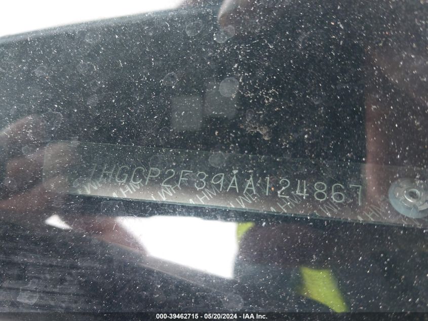 2010 Honda Accord 2.4 Lx VIN: 1HGCP2F39AA124867 Lot: 39462715