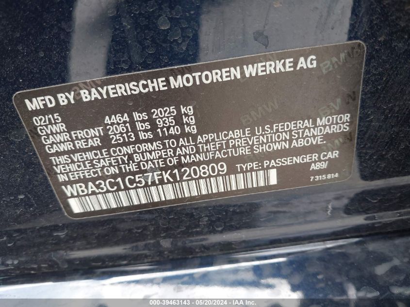 2015 BMW 328I - WBA3C1C57FK120809