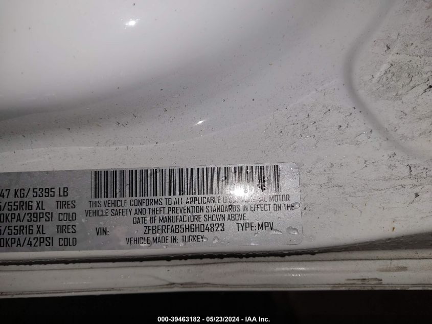 2017 Ram Promaster City Tradesman VIN: ZFBERFAB5H6H04823 Lot: 39463182