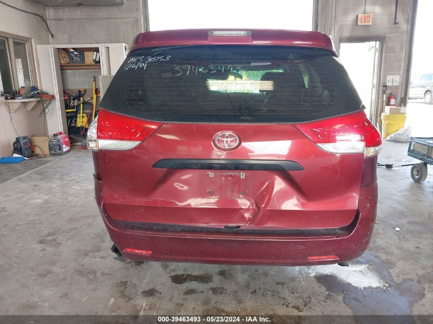 2012 Toyota Sienna Base V6 7 Passenger VIN: 5TDZK3DC7CS225279 Lot: 39463493