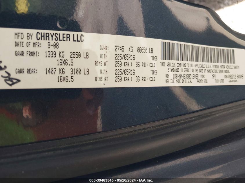 2009 Dodge Grand Caravan Se VIN: 1D8HN44EX9B512028 Lot: 39463545