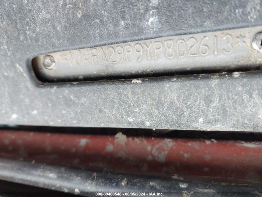 2000 Jeep Wrangler Se VIN: 1J4FA29P9YP802613 Lot: 39463548