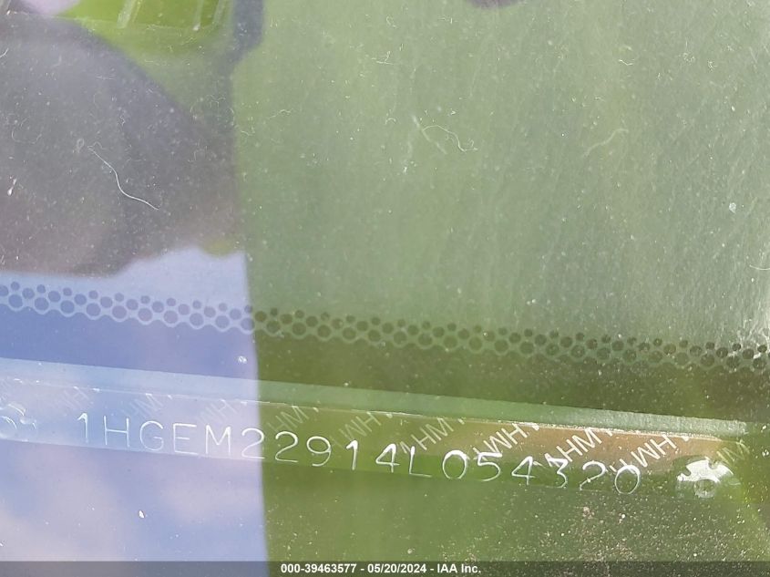 2004 Honda Civic Ex VIN: 1HGEM22914L054320 Lot: 39463577