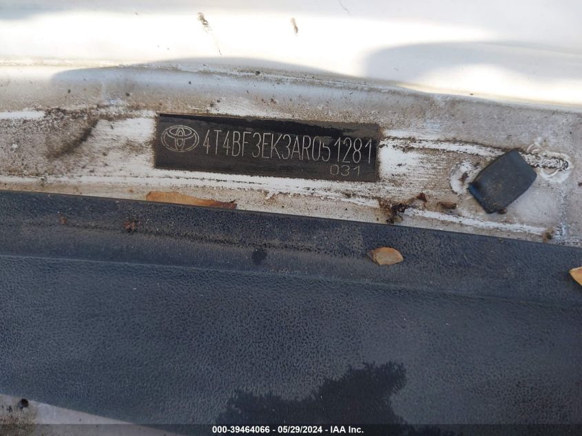 2010 Toyota Camry Le VIN: 4T4BF3EK3AR051281 Lot: 39464066