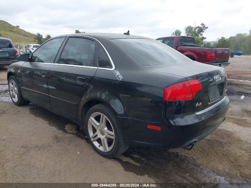 2007 Audi A4 2.0T VIN: WAUAF78E27A209351 Lot: 39464258