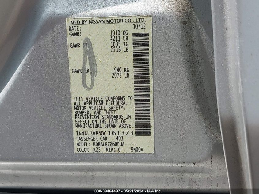 1N4AL3AP4DC161373 2013 Nissan Altima 2.5 S