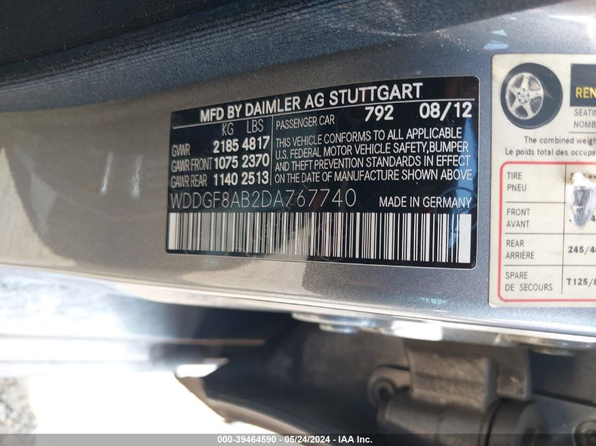 2013 Mercedes-Benz C 300 Luxury 4Matic/Sport 4Matic VIN: WDDGF8AB2DA767740 Lot: 39464590