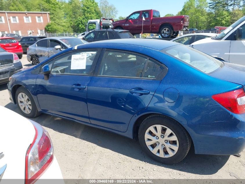 2012 Honda Civic Lx VIN: 2HGFB2F58CH533766 Lot: 39465169