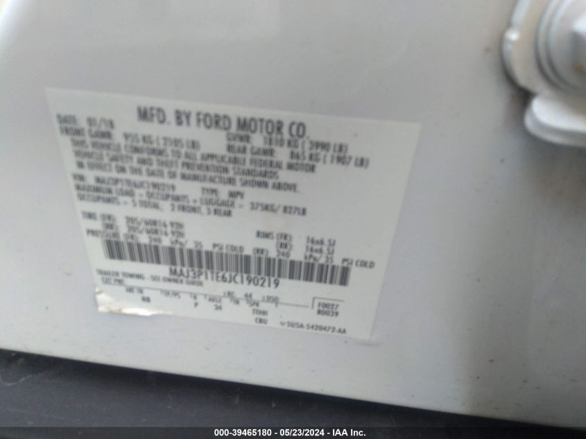 2018 FORD ECOSPORT SE - MAJ3P1TE6JC190219