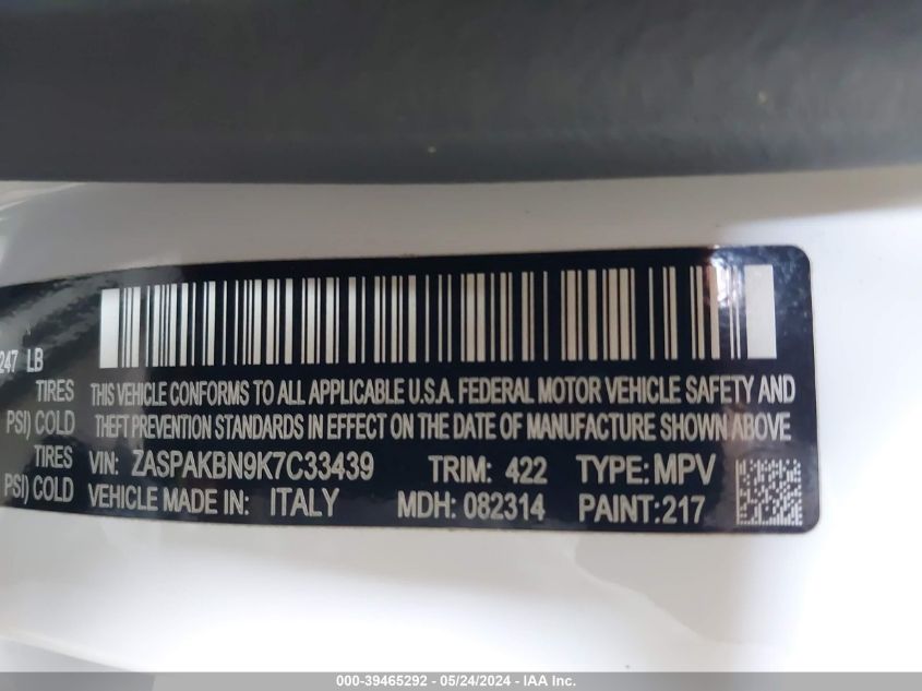 2019 Alfa Romeo Stelvio Ti Sport Awd VIN: ZASPAKBN9K7C33439 Lot: 39465292