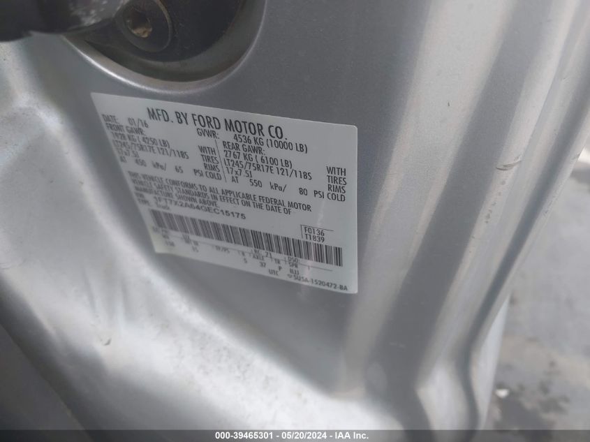 2016 Ford F-250 Xl VIN: 1FT7X2A64GEC15175 Lot: 39465301
