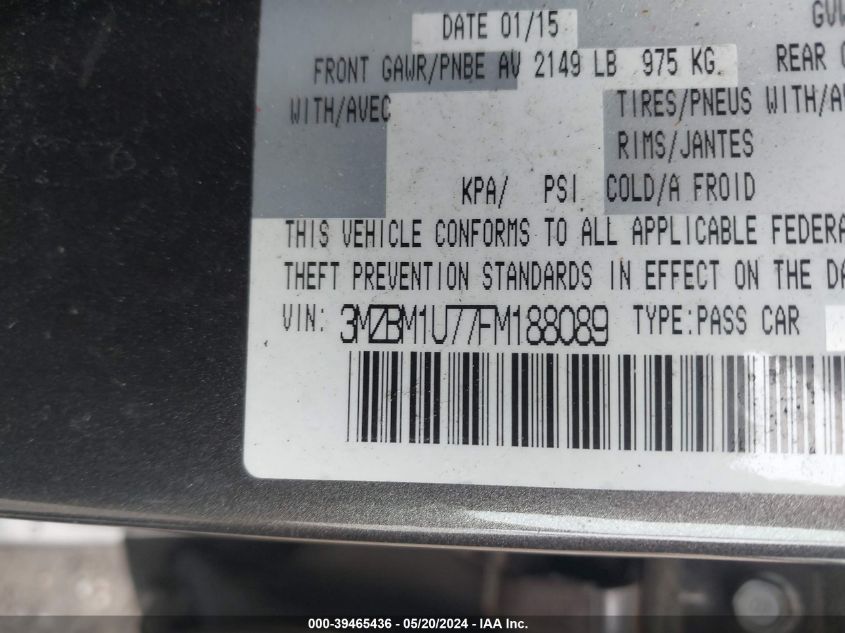2015 MAZDA MAZDA3 I SPORT - 3MZBM1U77FM188089