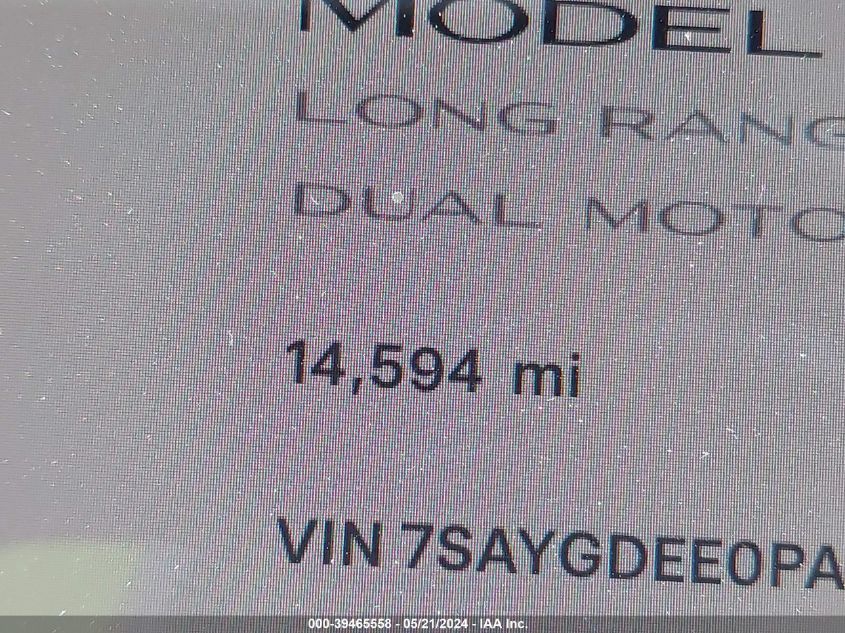 2023 Tesla Model Y Awd/Long Range Dual Motor All-Wheel Drive VIN: 7SAYGDEE0PA119365 Lot: 39465558