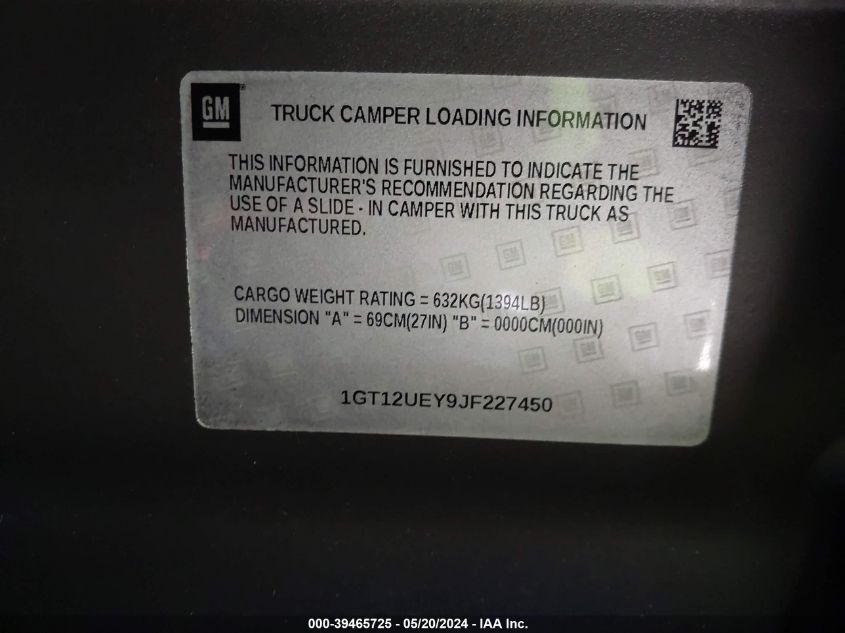 2018 GMC Sierra 2500Hd Denali VIN: 1GT12UEY9JF227450 Lot: 39465725