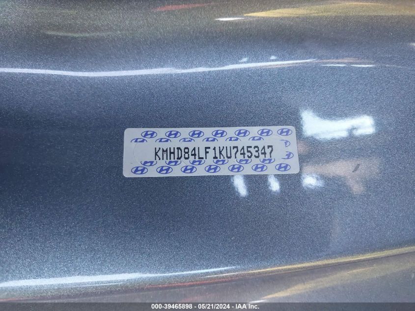 2019 Hyundai Elantra Sel VIN: KMHD84LF1KU745347 Lot: 39465898