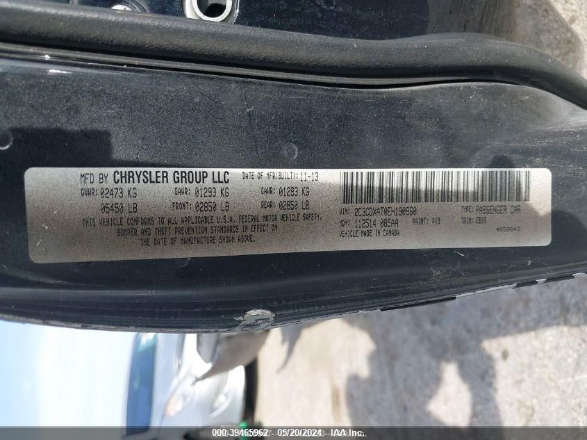 2014 Dodge Charger Police VIN: 2C3CDXAT0EH190960 Lot: 39465962