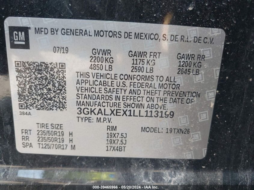 2020 GMC Terrain Awd Denali VIN: 3GKALXEX1LL113199 Lot: 39465966