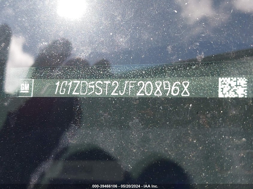 2018 Chevrolet Malibu Lt VIN: 1G1ZD5ST2JF208968 Lot: 39466106