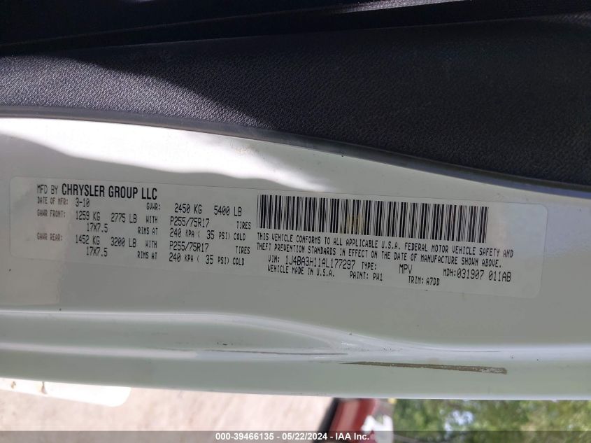 2010 Jeep Wrangler Unlimited Sport VIN: 1J4BA3H11AL177297 Lot: 39466135