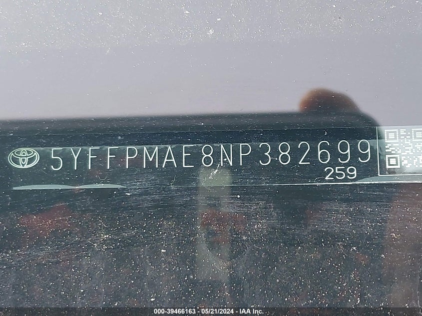 2022 TOYOTA COROLLA XLE - 5YFFPMAE8NP382699