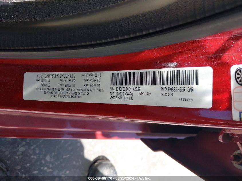 2012 Chrysler 200 Limited VIN: 1C3CCBCBXCN142932 Lot: 39466170