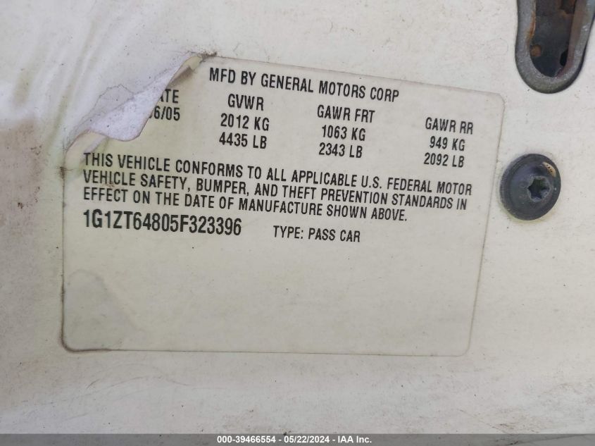 2005 Chevrolet Malibu Maxx Ls VIN: 1G1ZT64805F323396 Lot: 39466554