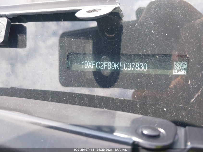 2019 Honda Civic Sport VIN: 19XFC2F89KE037830 Lot: 39467144