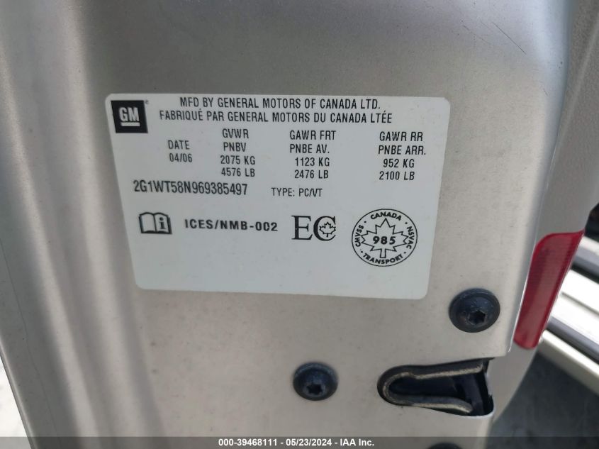2006 Chevrolet Impala VIN: 2G1WT58N969385497 Lot: 39468111