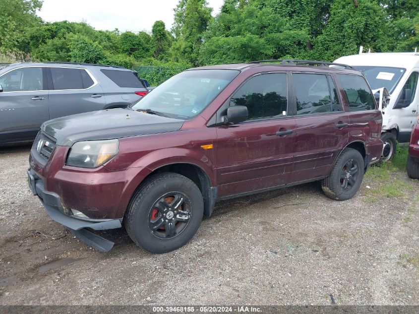 2007 Honda Pilot Lx VIN: 5FNYF28167B025362 Lot: 39468155