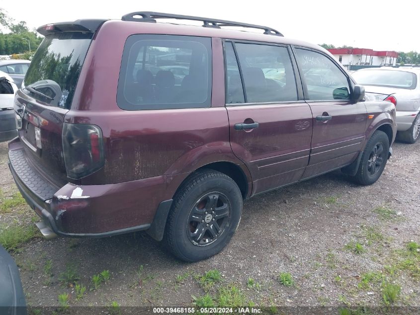 2007 Honda Pilot Lx VIN: 5FNYF28167B025362 Lot: 39468155