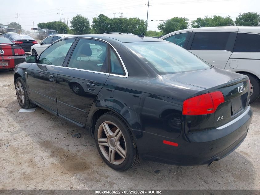 2008 Audi A4 2.0T VIN: WAUAF78EX8A009335 Lot: 39468622