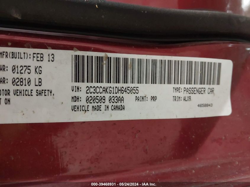 2013 Chrysler 300C Awd VIN: 2C3CCAKG1DH645055 Lot: 39468931