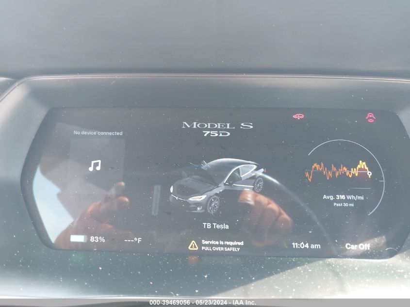 2018 Tesla Model S 100D/75D/P100D VIN: 5YJSA1E29JF276119 Lot: 39469056