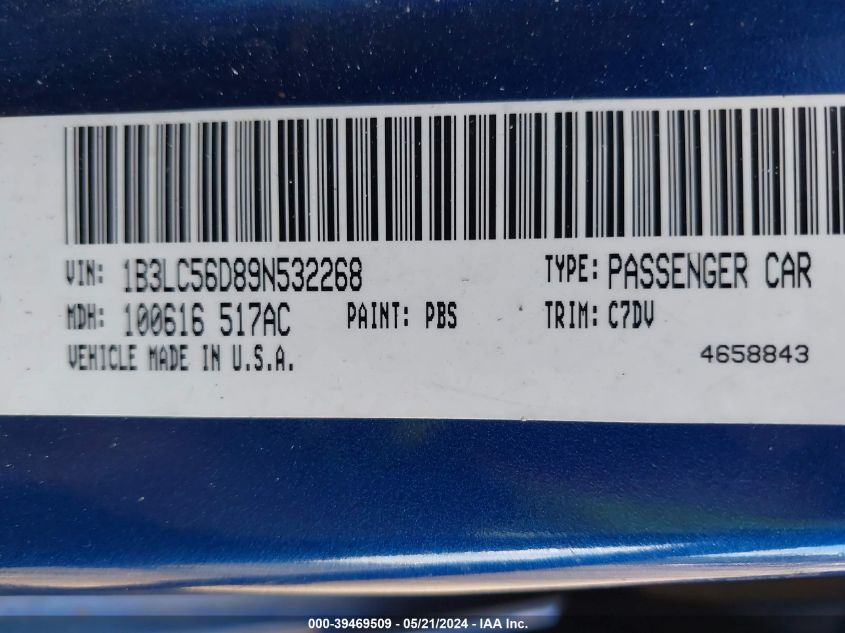 2009 Dodge Avenger Sxt VIN: 1B3LC56D89N532268 Lot: 39469509