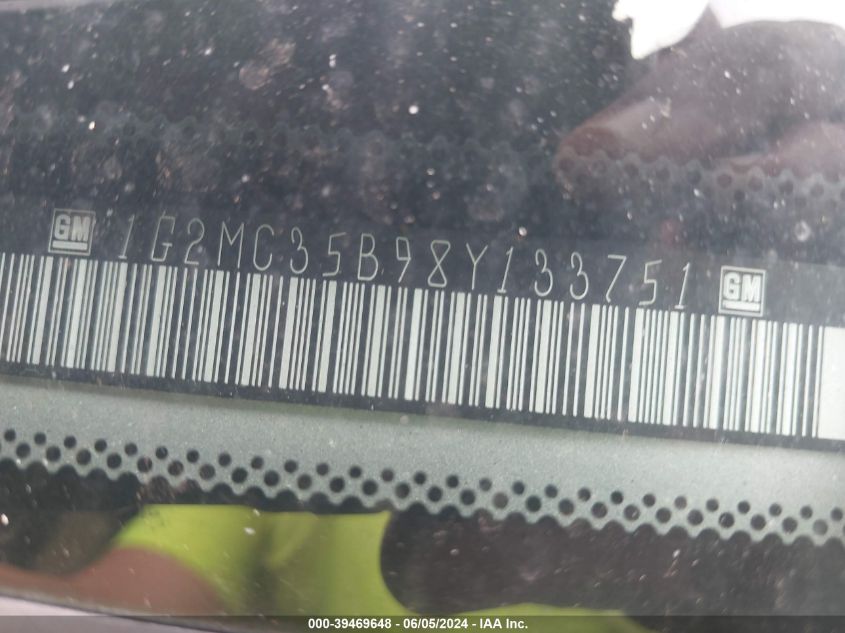 2008 Pontiac Solstice VIN: 1G2MC35B98Y133751 Lot: 39469648