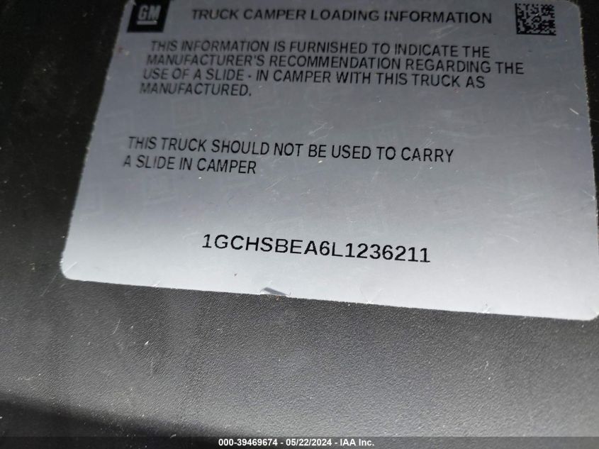 2020 Chevrolet Colorado 2Wd Long Box Wt VIN: 1GCHSBEA6L1236211 Lot: 39469674