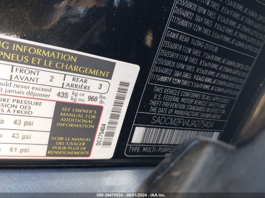 2018 Jaguar F-Pace S VIN: SADCM2FV4JA275404 Lot: 39470524