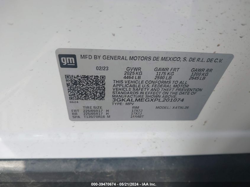 2023 GMC Terrain Fwd Sle VIN: 3GKALMEGXPL201074 Lot: 39470674