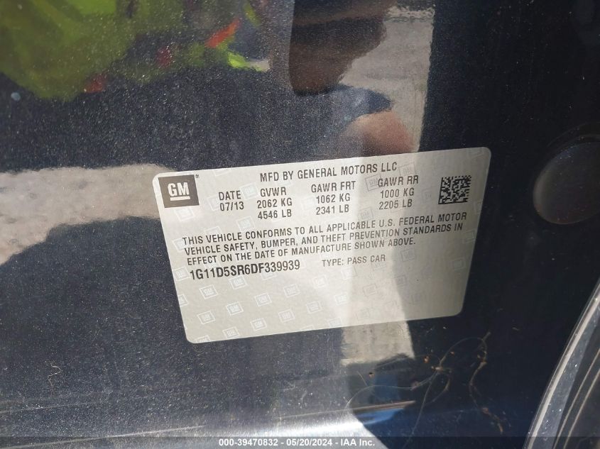2013 Chevrolet Malibu Eco VIN: 1G11D5SR6DF339939 Lot: 39470832