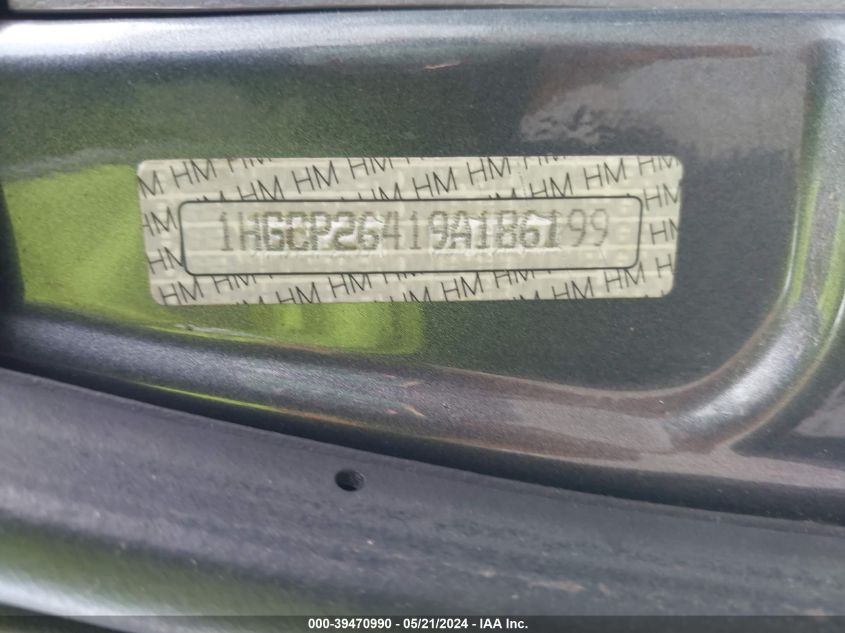 2009 Honda Accord 2.4 Lx-P VIN: 1HGCP26419A186199 Lot: 39470990