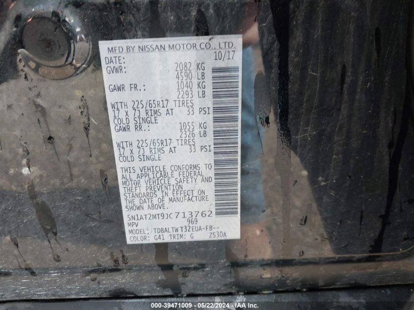 2018 NISSAN ROGUE SV - 5N1AT2MT9JC713762