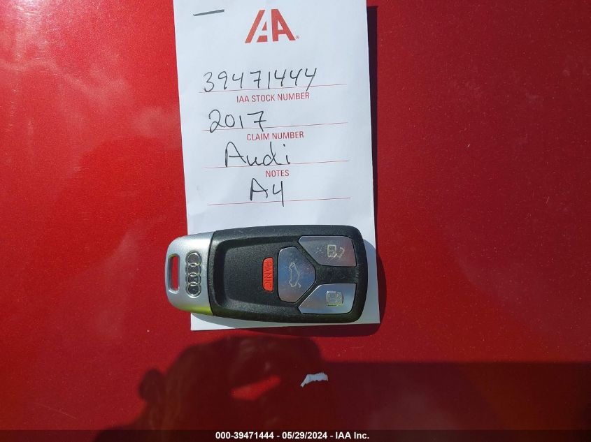 2017 Audi A4 2.0T Premium VIN: WAUGNAF48HN014983 Lot: 39471444