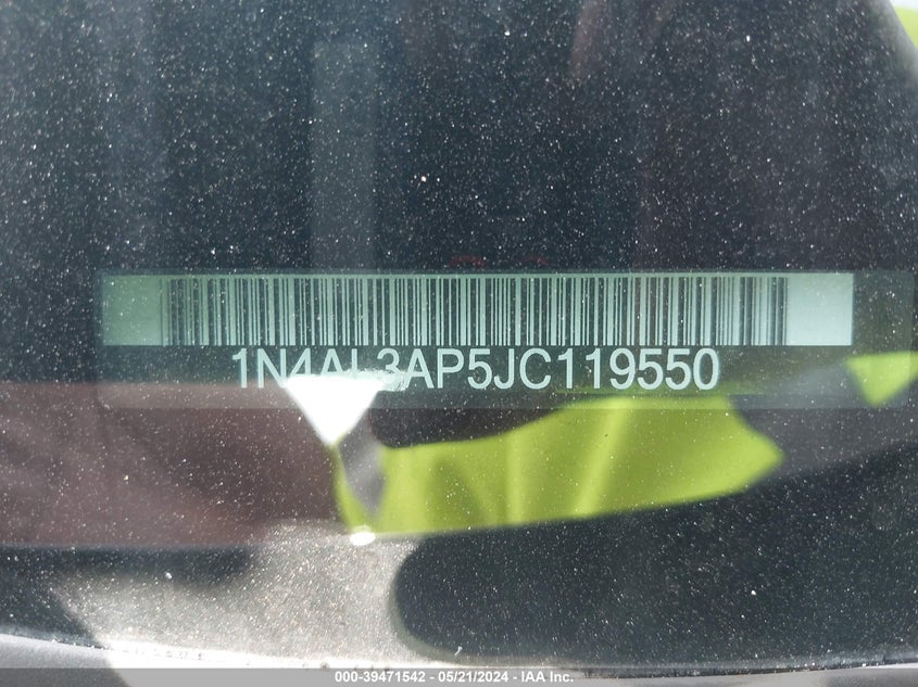 2018 Nissan Altima 2.5 Sl VIN: 1N4AL3AP5JC119550 Lot: 39471542